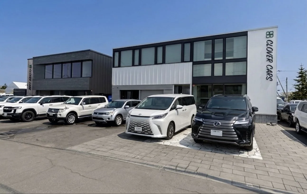 クローバーカーズ — 新棟・旧棟の2棟構成のショールーム